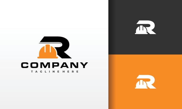 letter R construction helmet logo vector