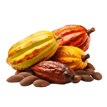 AI generated Ripe cocoa fruits png isolated on transparent background