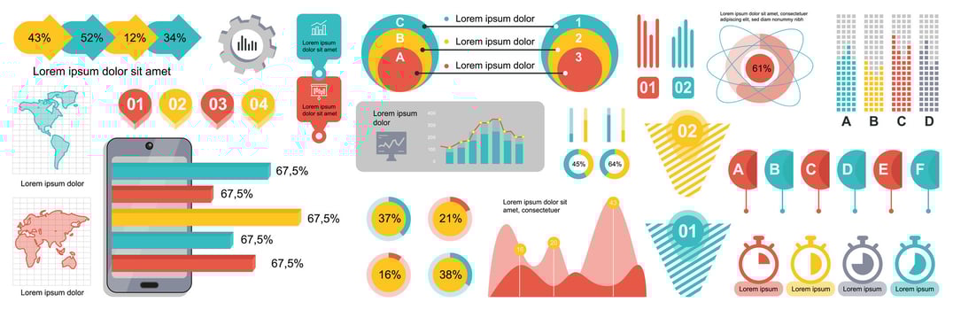 Mega set of infographic elements data visualization vector design template. Can be used for steps, options, business process, workflow, diagram, flowchart, timeline, marketing. Bundle info graphics.