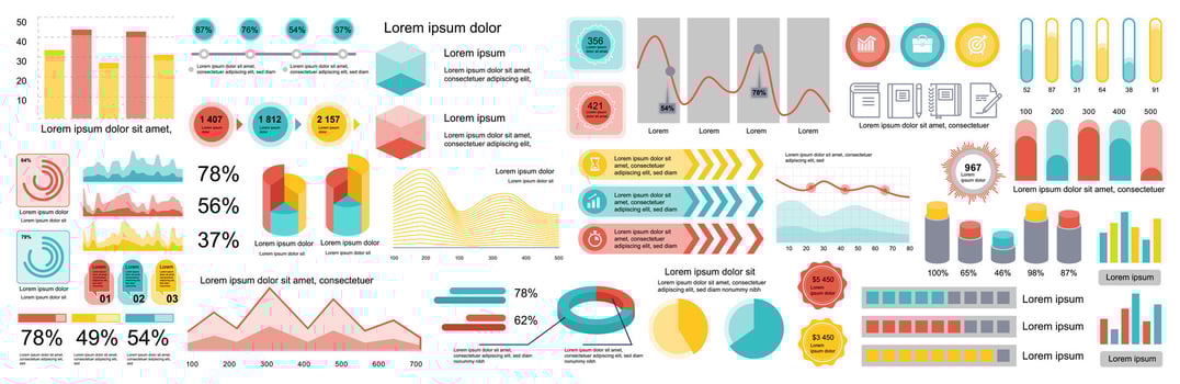 Mega set of infographic elements data visualization vector design template. Can be used for steps, options, business process, workflow, diagram, flowchart, timeline, marketing. Bundle info graphics.