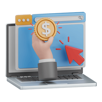3d rendering pay per click isolated useful for seo, website, internet, optimization and other png