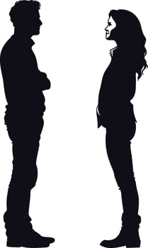 AI generated Silhouette couple of man and women full body black color only vector