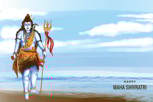 Lord shiva indian god of hindu for maha shivratri card background vector