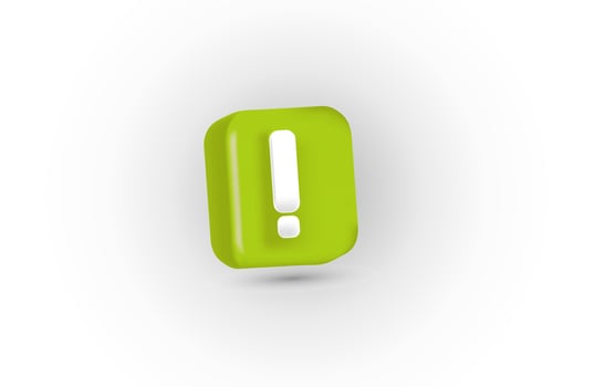 Green exclamation mark symbol and attention or caution sign icon on alert danger problem vector