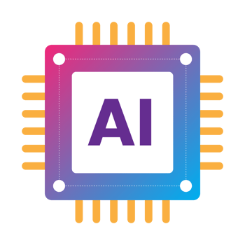 a computer processor chip icon with AI, isolated on transparent background png