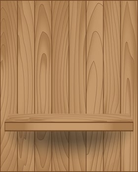 wooden shelf with empty space on a white background vector
