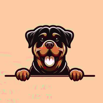 AI generated Rottweiler dog peeking illustration Pro vector
