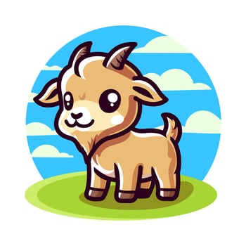 Vector of cute goat kawaii mascot