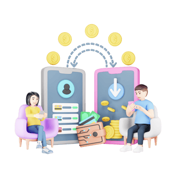 Money Transfer Concept - 3D Character Illustration of Online Banking png
