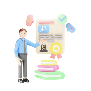 3D Character Illustration - Boy Receiving International Language Certificate png