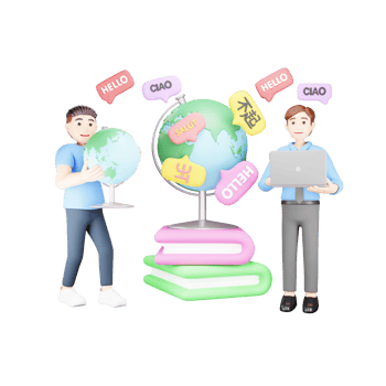 Man Exploring Global Languages - 3D Character Illustration png