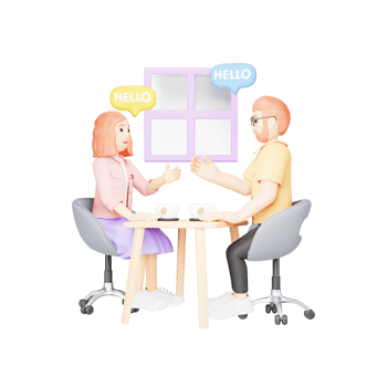 Boy and Girl Enjoying a Coffee Together - 3D Cartoon Illustration png