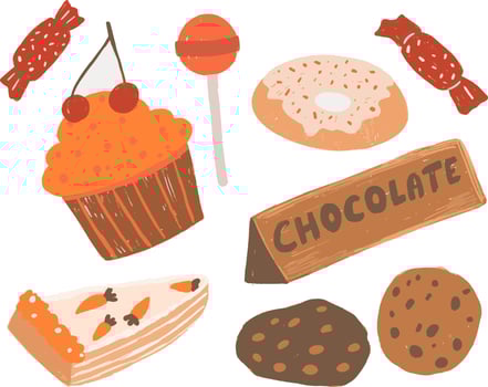 Set of sweets pencils drawn isolated on a white background vector