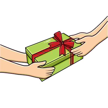 Vector Hands Giving Gift Box To Another Hands Gifting And Receiving Gift Concept Vector Illustration