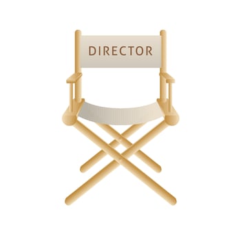 Movie director chair icon in color. Industry entertainment cinema vector