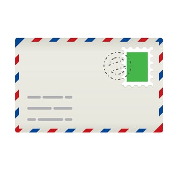 Email icon in color. Envelope stamp post letter vector