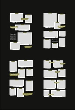 Set Pictures or photos frame collage. comics page grid layout abstract photo frames and digital photo wall template vector