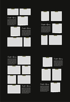 Set Pictures or photos frame collage. comics page grid layout abstract photo frames and digital photo wall template vector