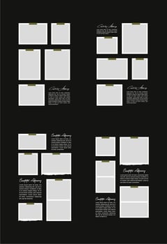 Set Pictures or photos frame collage. comics page grid layout abstract photo frames and digital photo wall template vector