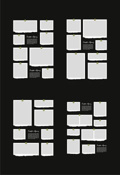 Set Pictures or photos frame collage. comics page grid layout abstract photo frames and digital photo wall template vector