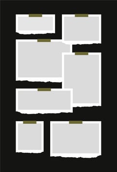 Pictures or photos frame collage. comics page grid layout abstract photo frames and digital photo wall template vector