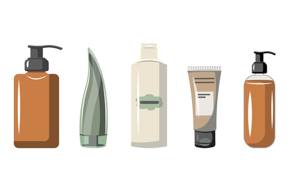 Cream Cosmetic Blank Tubes Packages Set Vector. Hygiene Moisturizing Lotion, Toothpaste And Shampoo Tubes Containers. Health Care Gel Product Packaging Template vector