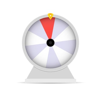 Casino fortune wheel, lottery in roulette, chance to win. Spinning wheel of fortune vector, wheel of luck illustration, gambling machine for casino, lottery win in casino roulette vector
