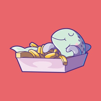 Box of take-out food of Fish and Chips vector illustration. Food, fast food design concept.