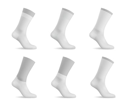 Realistic man socks, white mockups of foot wear vector