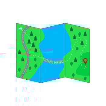 A tourist map of the area. Camping, hiking, traveling. Vector illustration.