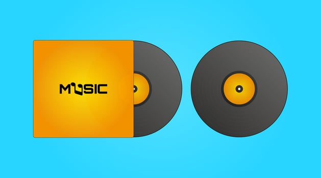 Vector vinyl record. An envelope for a vinyl record with the inscription Music.