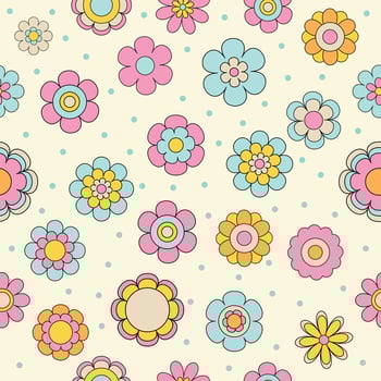 cute spring pastel flower floral hand drawn seamless pattern wall paper background vector illustration