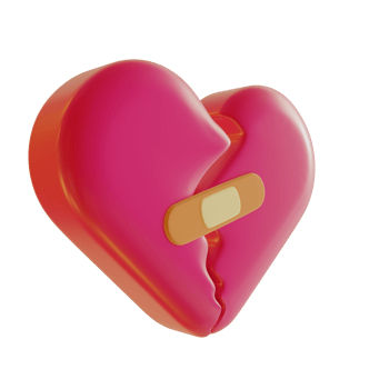 3D Illustration of a red broken heart icon for Valentine's Day png