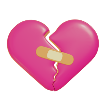 3D Illustration of a red broken heart icon for Valentine's Day png
