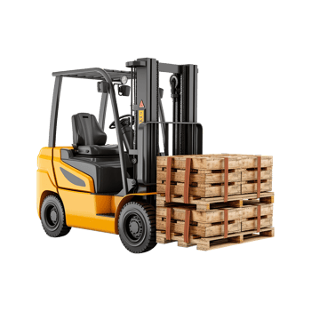 AI generated Forklift truck is lifting a pallet with cardboard boxes on transparent background png