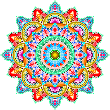 colorful mandala ornamentation design. Asian traditional mehandi style decor. png