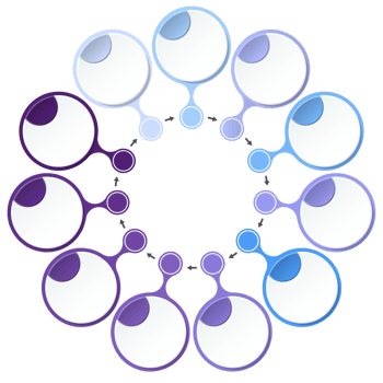 Blue tone circle infographic with 11 steps, process or options. Presentation slide template. Infographic layout design. png