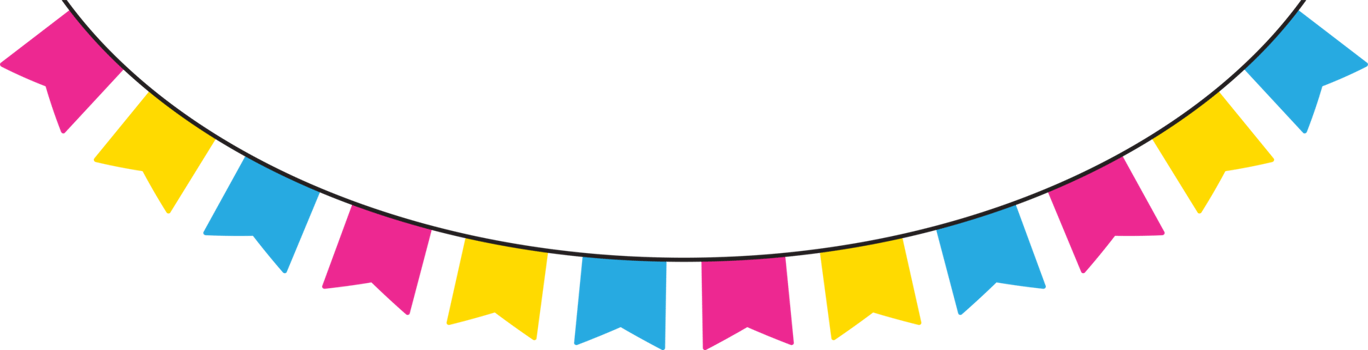 Pink, yellow, and blue colored party bunting, as the colors of the pansexual flag. LGBTQI concept. Flat design illustration. png