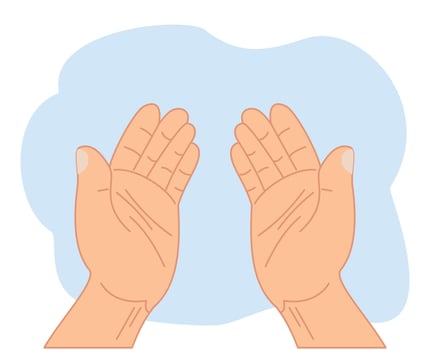 raising two hand for praying or praying hands symbol vector