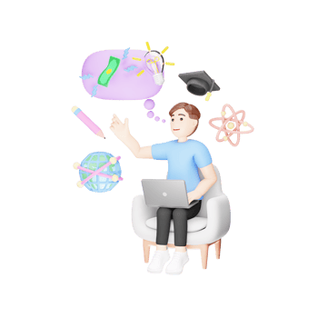 Creative Boy with a 3D Mind - Setting Up Ambitious Life Goals in Cartoon Illustration png