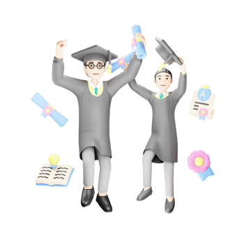Happy Student Celebrating Achievements at Convocation Ceremony - 3D Cartoon Illustration png