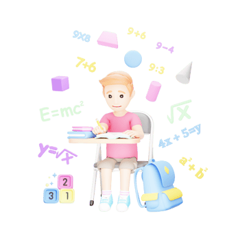 Student Confused in Solving Mathematical Equations - 3D Character Illustration png