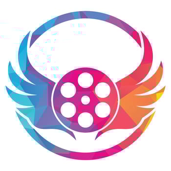 Wing film logo template design vector icon illustration.