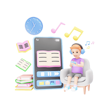 3D Cartoon Character - Young Boy Enjoying Learning from Digital Library png