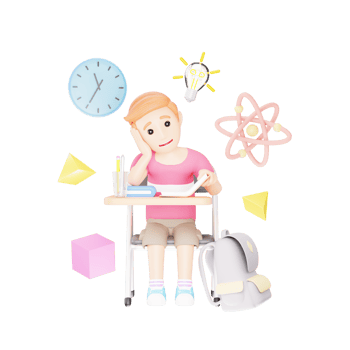 3D Character Illustration - Lazy Boy Struggling with Homework png
