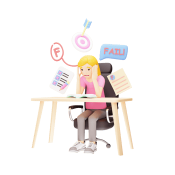 3D Cartoon Character - Young Girl Expressing Disappointment After Target Failure png