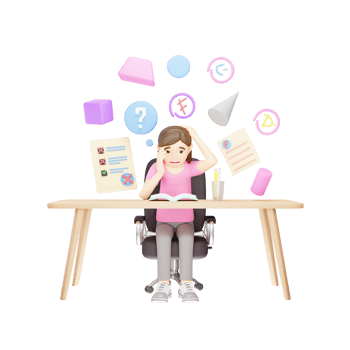 3D Cartoon Character - Stressed Young Girl Worried About Grades png
