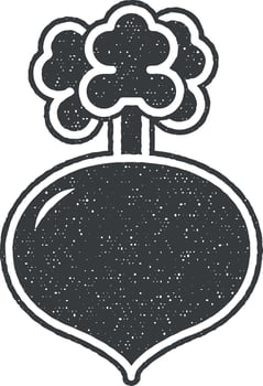 Radish vector icon illustration with stamp effect