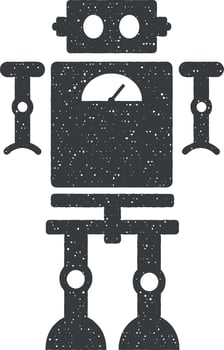 Toy robot vector icon illustration with stamp effect