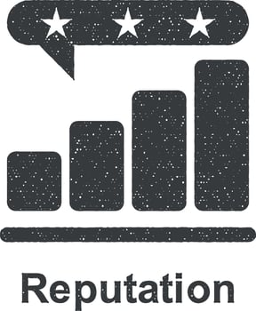 Online marketing, reputation vector icon illustration with stamp effect